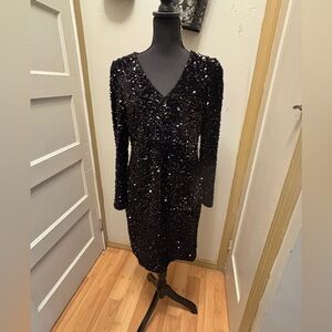 Elegant Black Sequin Dress DKNY nwt